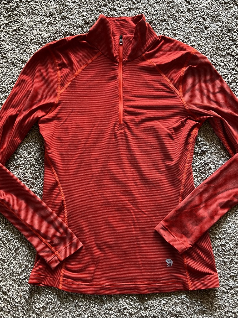 Mountain Hardwear Quarter-Zip Long Sleeve Pullover - Orange Striped